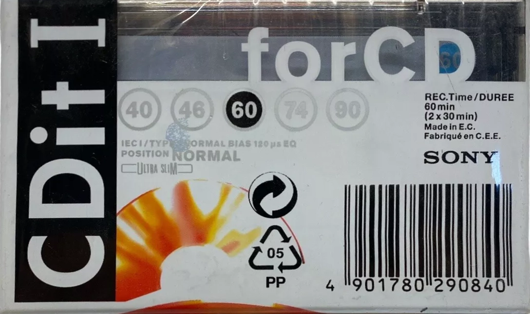 Compact Cassette Sony CDit I 60 "C-60CDIT1B" Type I Normal 1996 Europe