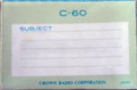Compact Cassette Crown / Crown Radio Corporation 60 Type I Normal 1968 Japan