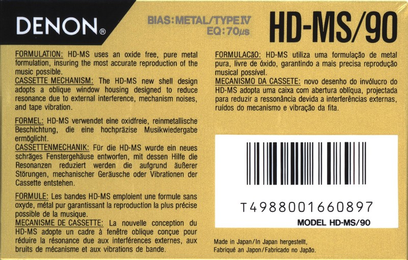 Compact Cassette Denon HD-MS 90 Type IV Metal 1990 Europe