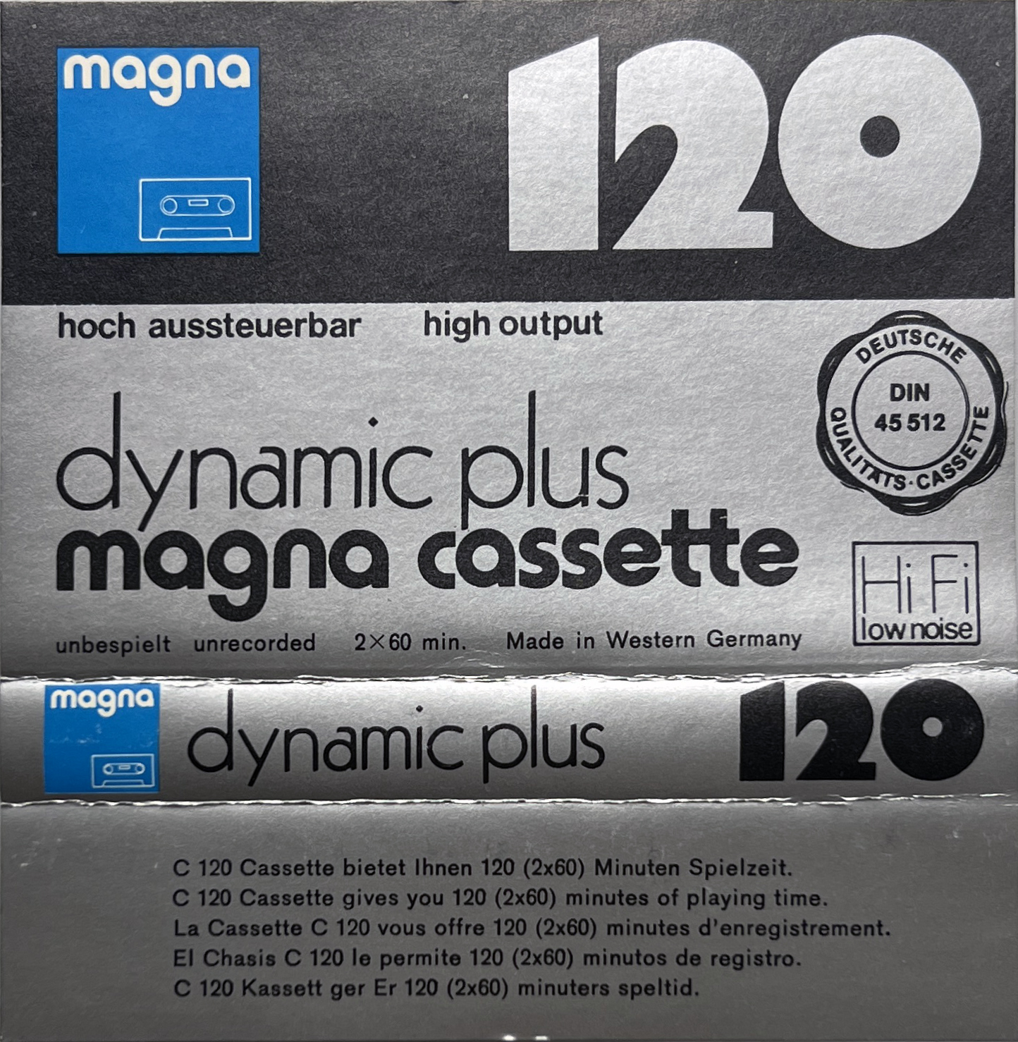 Compact Cassette Magna Dynamic Plus 120 Type I Normal 1978 Europe