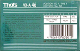 Compact Cassette Thats VX-A Vanexa 46 Type II Chrome 1993 Europe