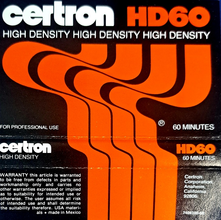 Compact Cassette Certron HD 60 Type I Normal 1972 USA