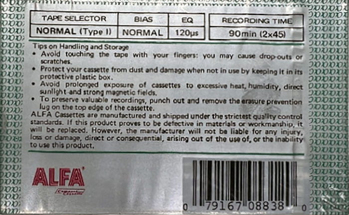 Compact Cassette Alfa SD 90 Type I Normal USA