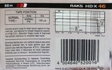 Compact Cassette RAKS HD-X 46 Type I Normal 1989 Europe