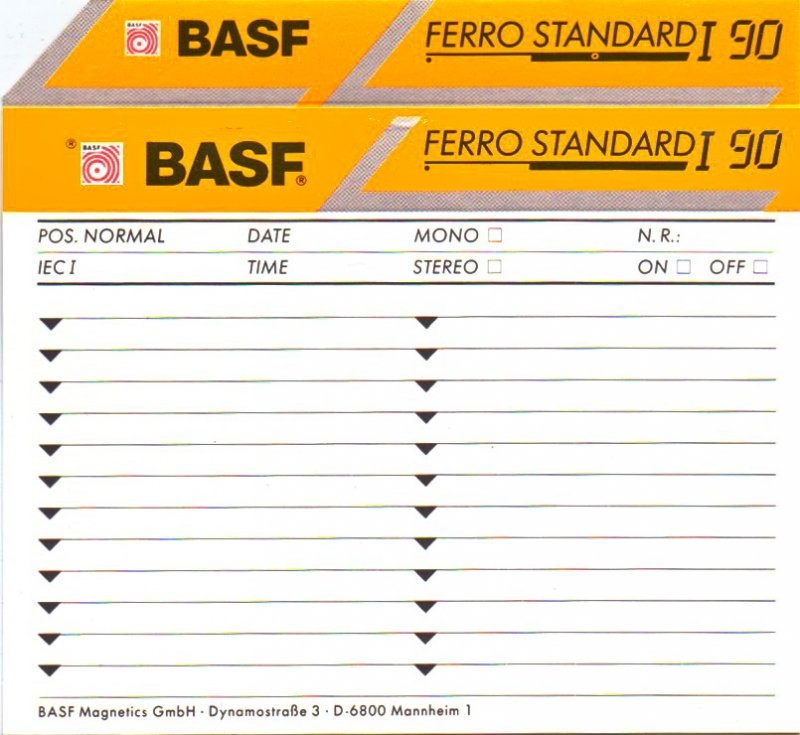 Compact Cassette BASF Ferro Standard I 90 Type I Normal 1991 Europe