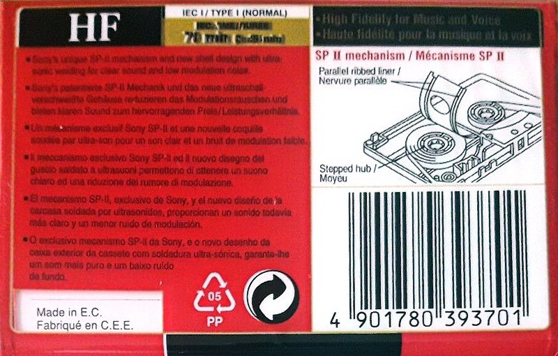 Compact Cassette Sony HF 70 Type I Normal 1996 Europe