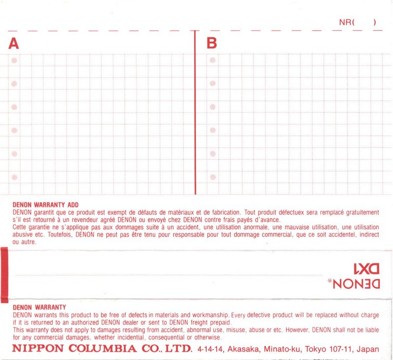 Compact Cassette Denon DX1 90 "DX1-90TE" Type I Normal 1992 Europe