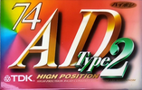 Compact Cassette TDK AD2 74 "AD2-74" Type II Chrome 1995 Japan