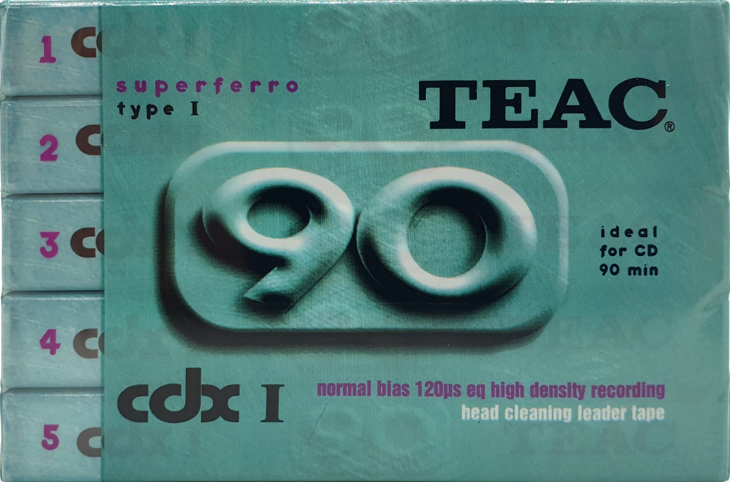 5 pack Teac CDX I 90 Type I Normal 1990 Australia
