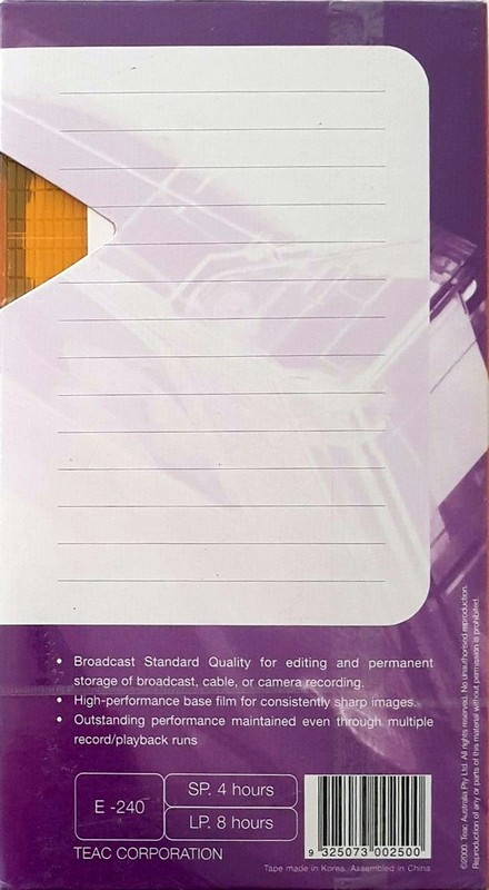 VHS, Video Home System Teac MXC 240 Type I Normal 2002 Europe