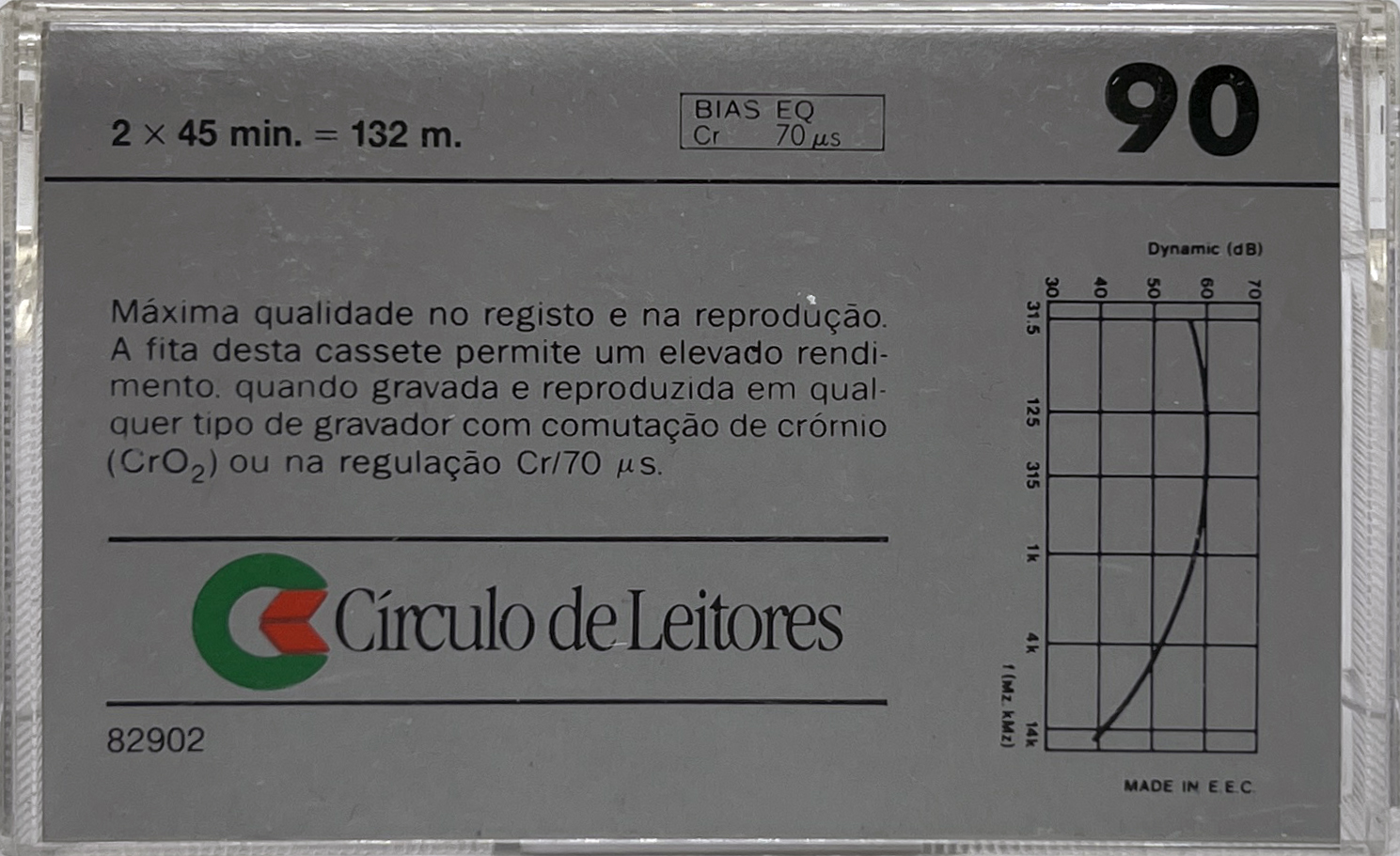 Compact Cassette Circulo de Leitores 90 "Cromio CR" Type II Chrome 1986 Portugal