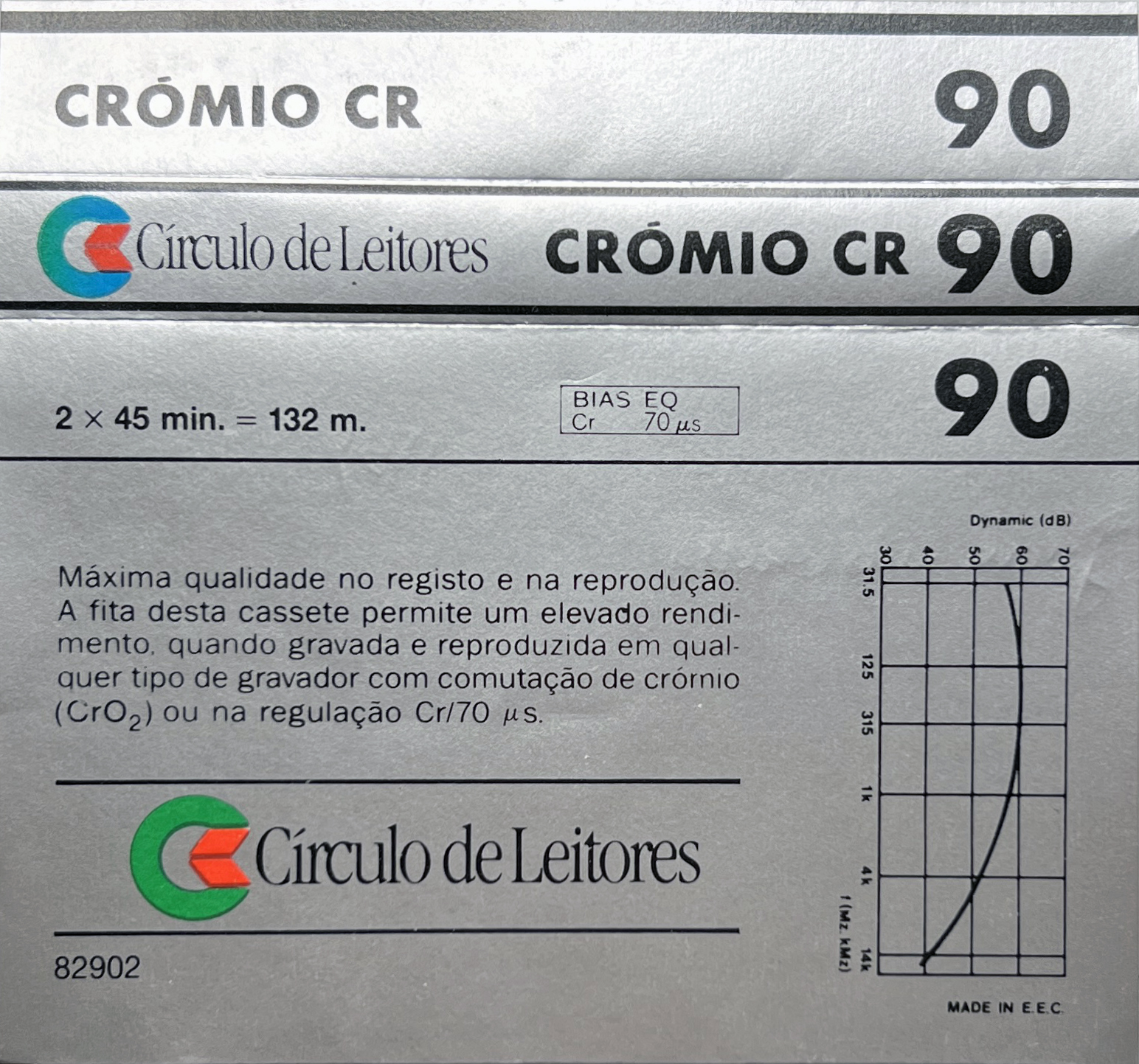 Compact Cassette Circulo de Leitores 90 "Cromio CR" Type II Chrome 1986 Portugal