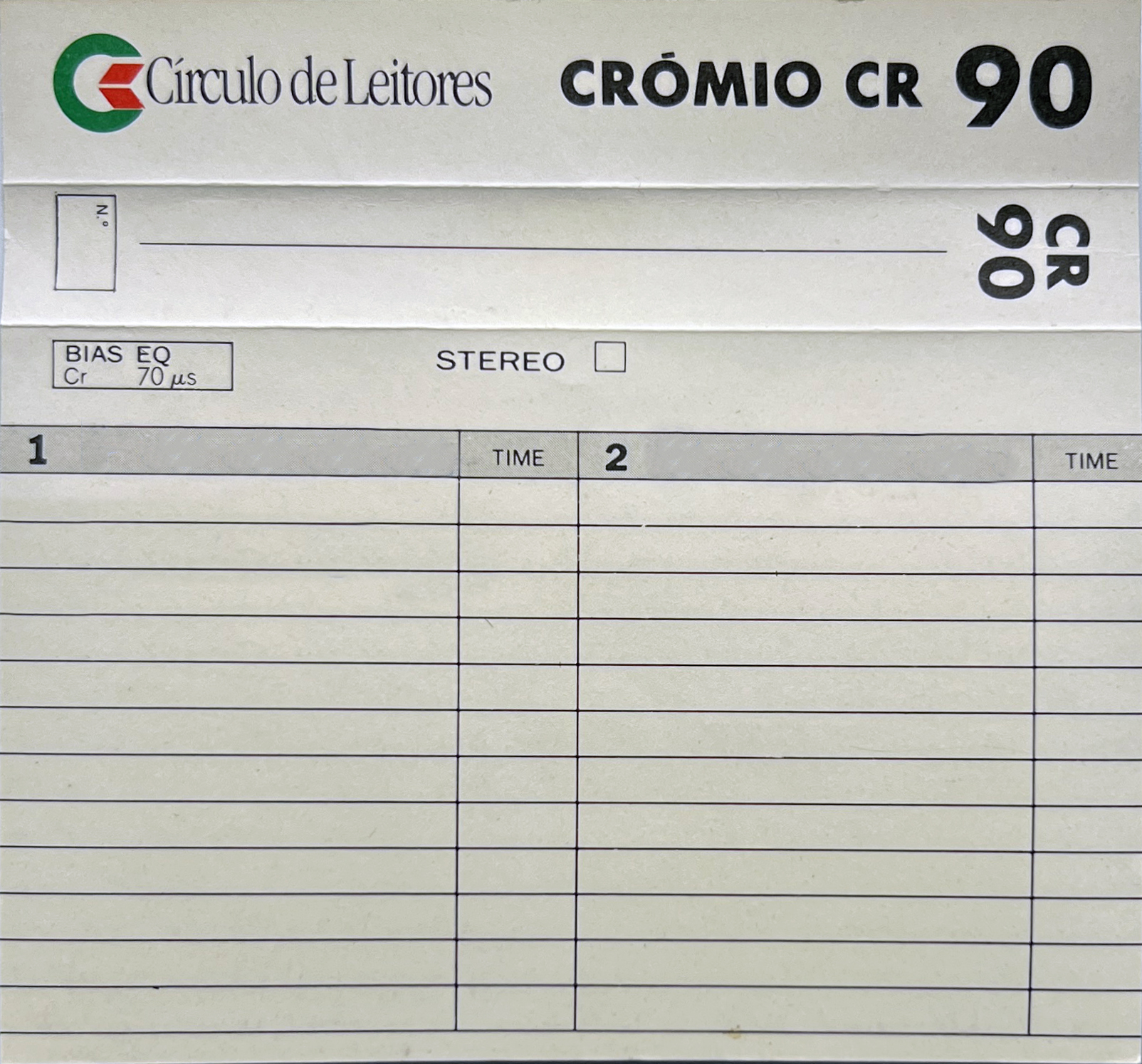 Compact Cassette Circulo de Leitores 90 "Cromio CR" Type II Chrome 1986 Portugal