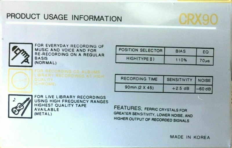 Compact Cassette Art B 90 "CRX" Type I Normal 1991 South Korea