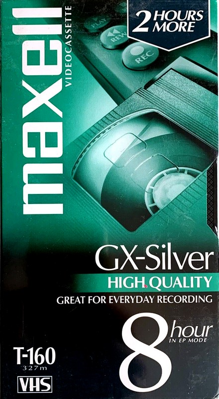 VHS, Video Home System Maxell GX-Silver 160 "T-160 GX-(S)" Type I Normal 1998 North America