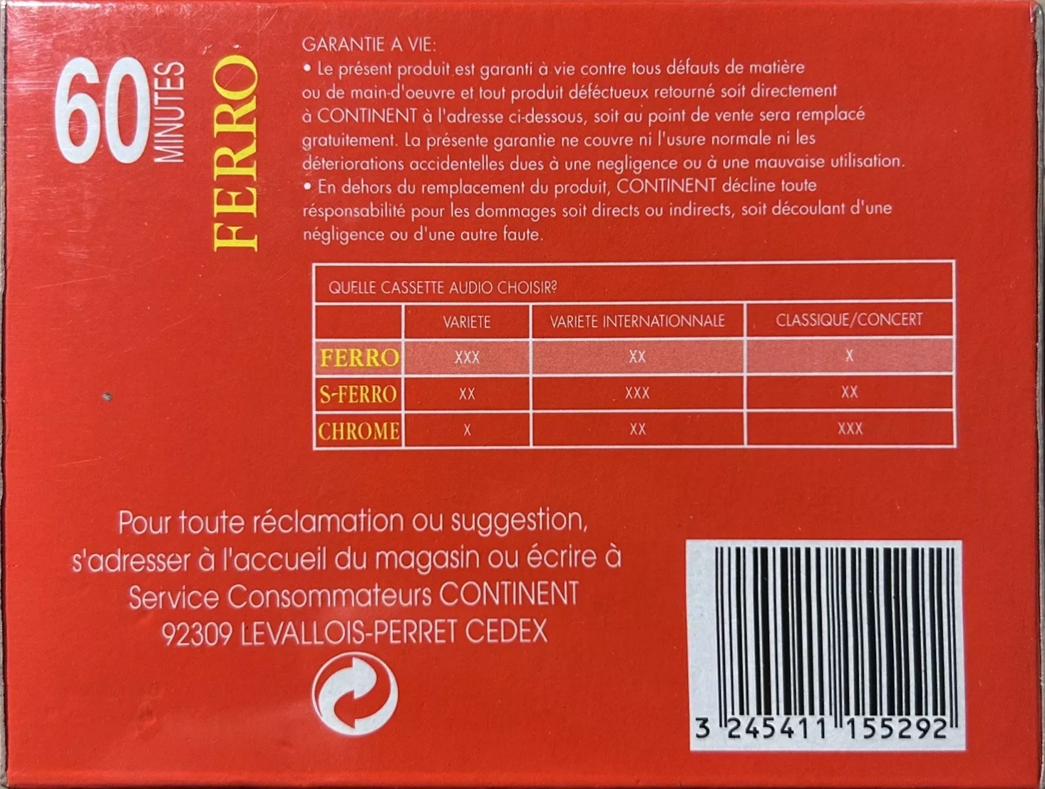 5 pack Continent / Continente 60 Type I Normal France