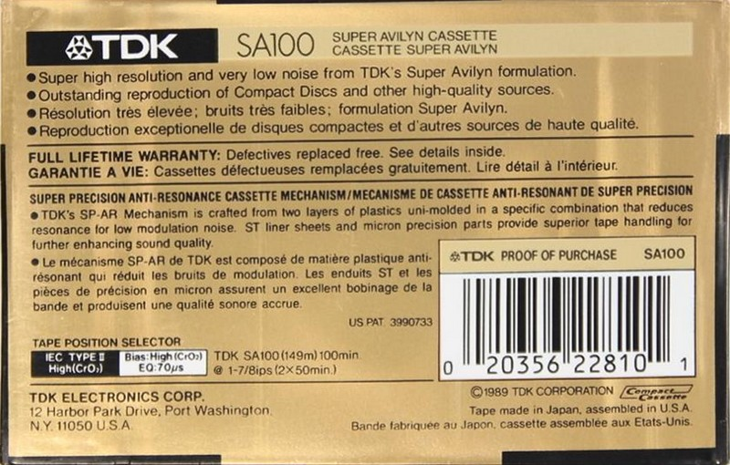 Compact Cassette: TDK  - SA 100