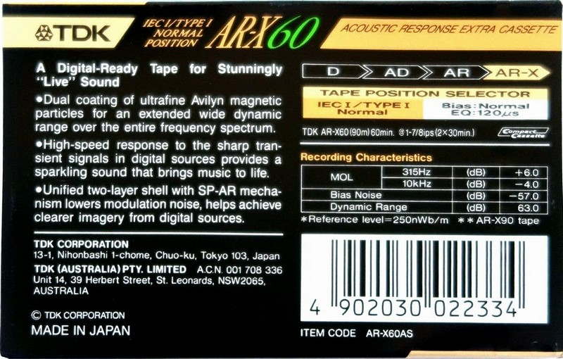 Compact Cassette: TDK  - AR-X 60