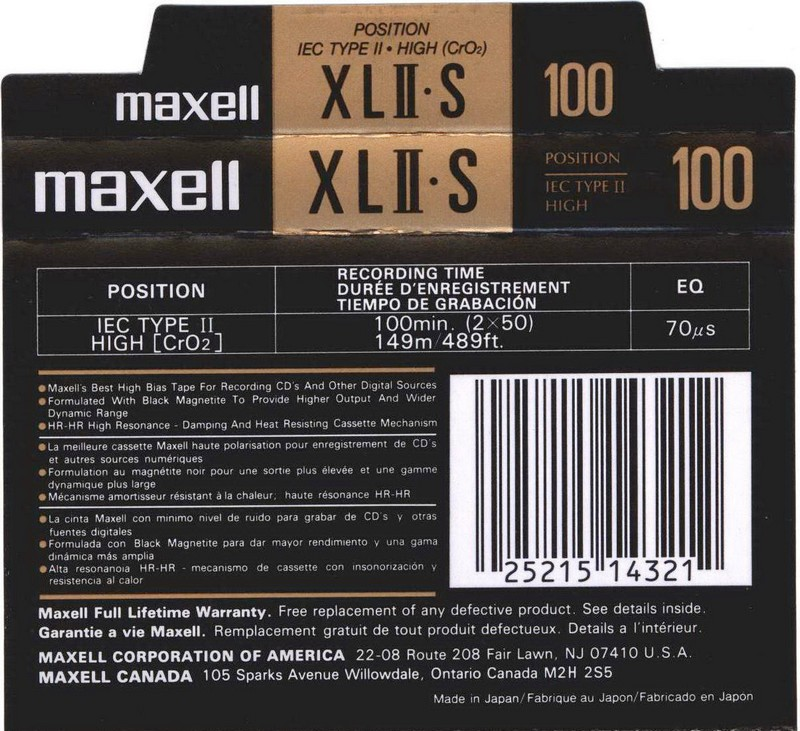 Compact Cassette: Maxell / Hitachi Maxell - XLII-S 100