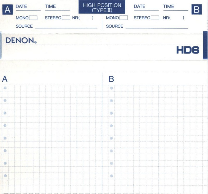 Compact Cassette Denon HD6 100 "HD6-100SE" Type II Chrome 1991 Worldwide