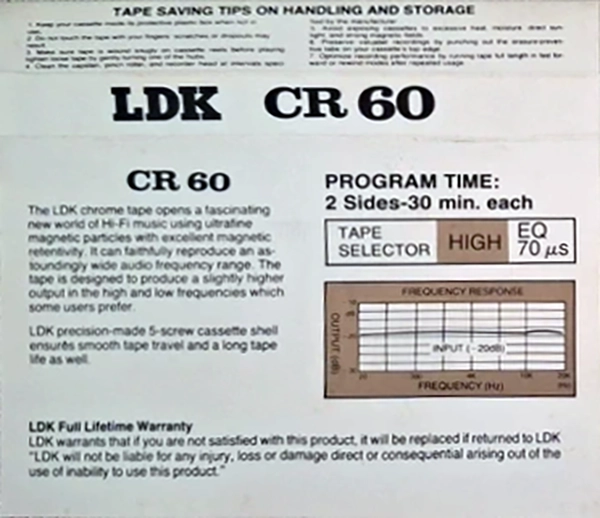 Compact Cassette LDK 60 "CR" Type II Chrome USA