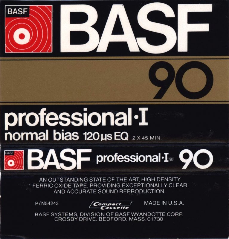 Compact Cassette BASF Professional I 90 Type I Normal 1976 USA