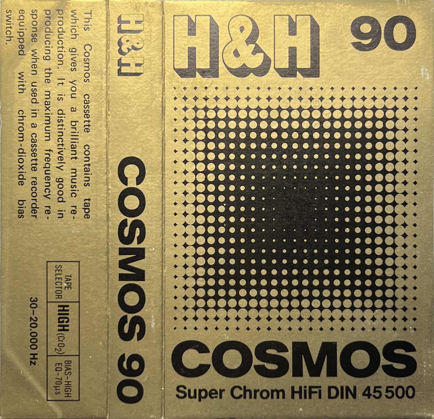 Compact Cassette H&H Cosmos Super 90 Type II Chrome 1977 Germany