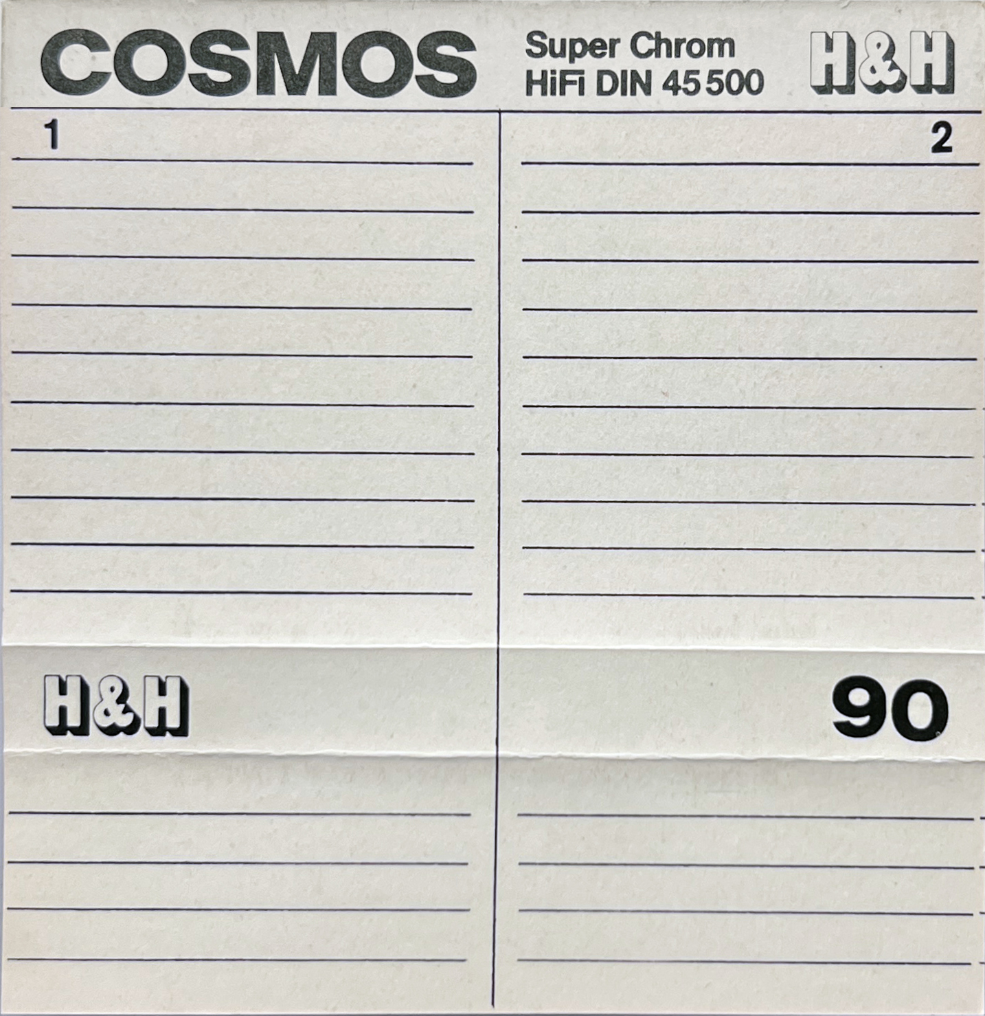 Compact Cassette H&H Cosmos Super 90 Type II Chrome 1977 Germany