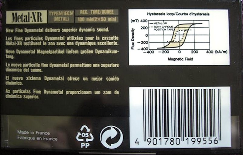 Compact Cassette Sony Metal-XR 100 Type IV Metal 1992 Europe
