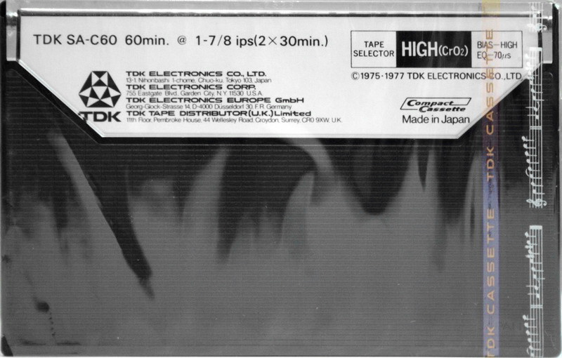 Compact Cassette TDK SA 60 Type I Normal 1977 Europe, USA