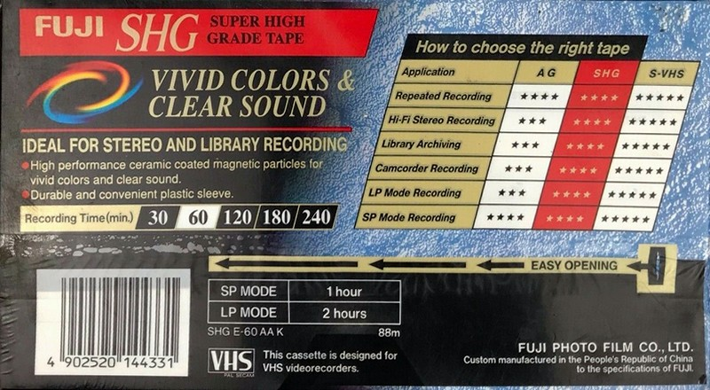 VHS, Video Home System:  Fuji - SHG 60