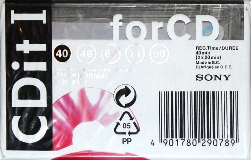 Compact Cassette Sony CDit I 40 "C-40CDIT1B" Type I Normal 1996 Europe