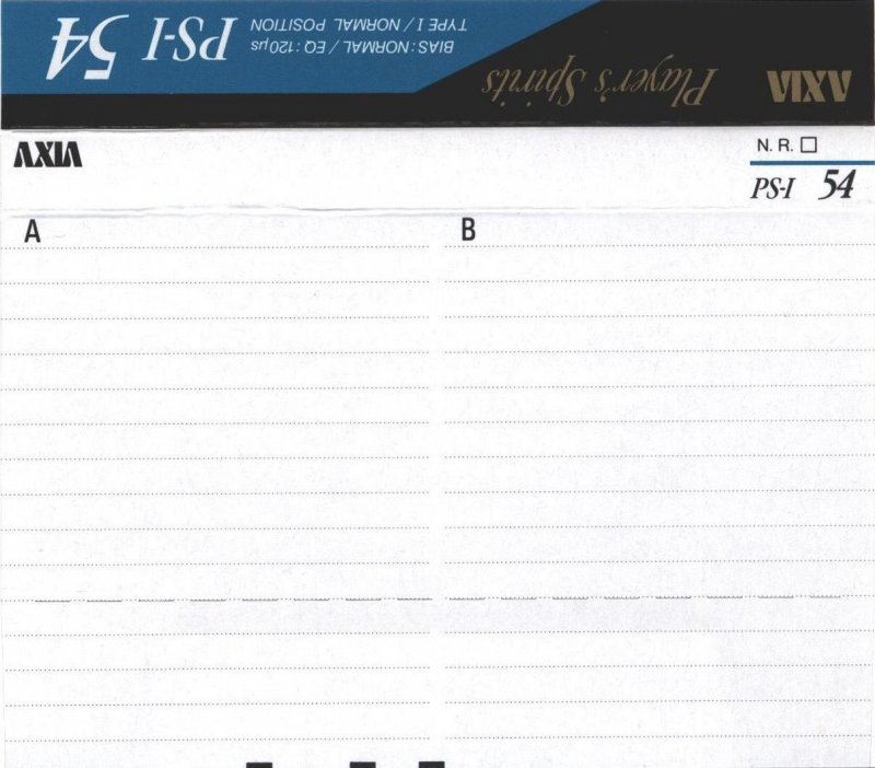 Compact Cassette AXIA PS-I / PS-1 54 "PS-1 B 54" Type I Normal 1991 Japan