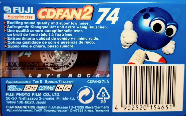 Compact Cassette Fuji CDFAN 74 "CDFAN2 74 A" Type II Chrome 1998 Russia