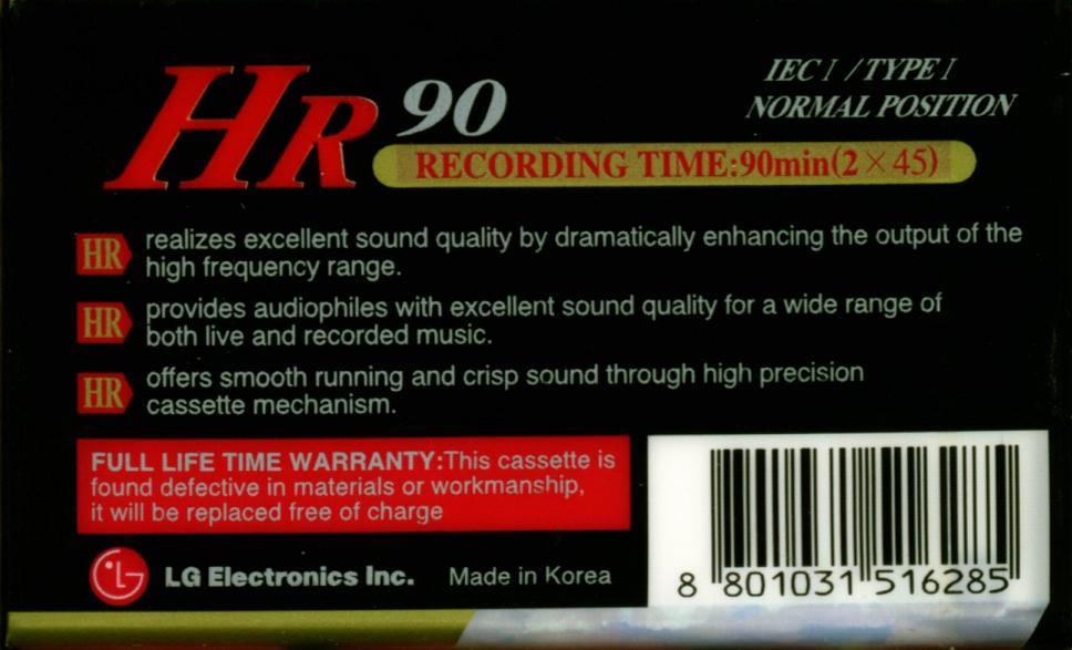 Compact Cassette LG HR 90 Type I Normal USA