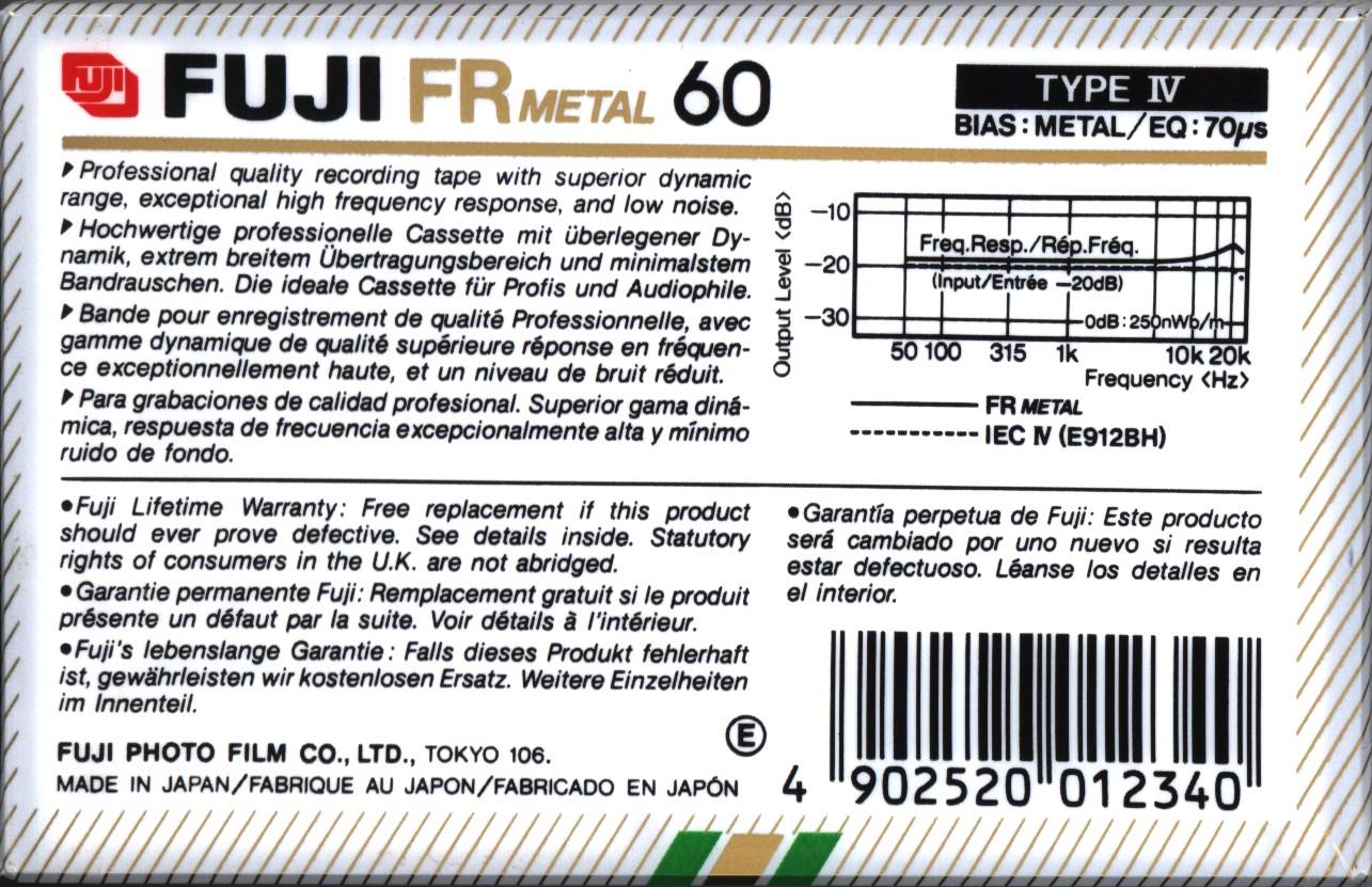 Compact Cassette Fuji FR Metal 60 Type IV Metal 1988 Europe