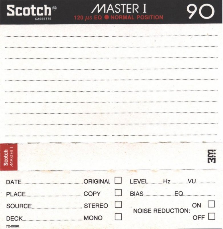 Compact Cassette: 3M Scotch - Master I 90