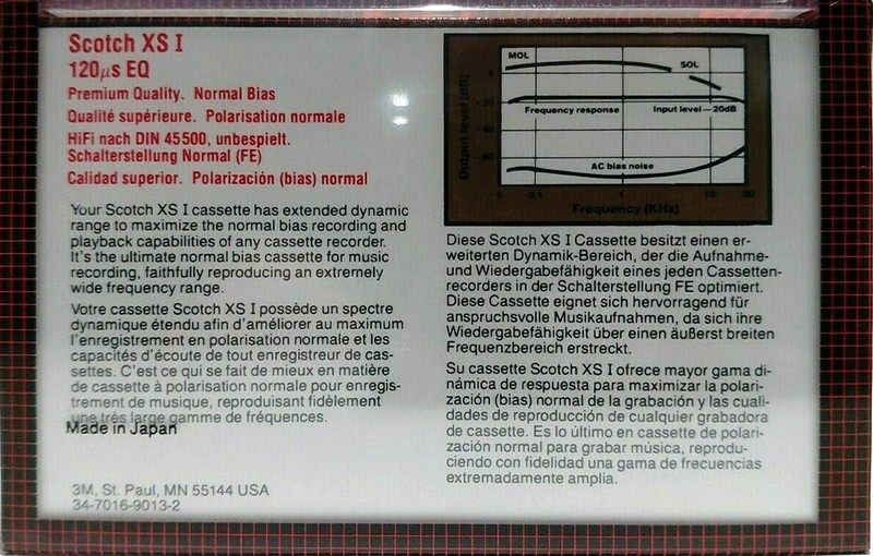 Compact Cassette Scotch XS I 60 Type I Normal 1982 Worldwide