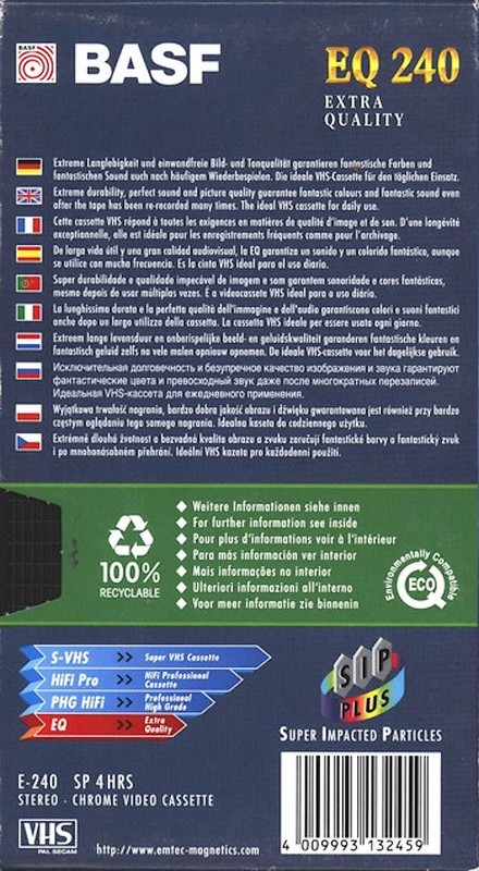 VHS, Video Home System Emtec EQ 240 Type II Chrome 1998 Worldwide