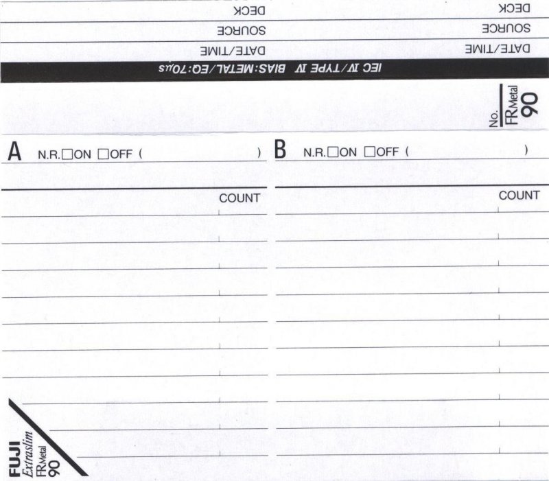Compact Cassette Fuji FR Metal 90 Type IV Metal 1992 North America