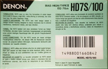 Compact Cassette Denon HD7S 100 Type II Chrome 1990 Europe