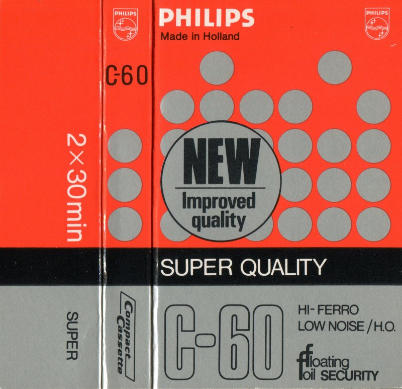 Compact Cassette Philips Super Quality 60 "New Improved Quality" Type I Normal 1975 Europe