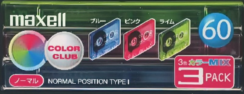 3 pack Maxell Color Club 60 "CC-60MIX.3P" Type I Normal 2001 Japan