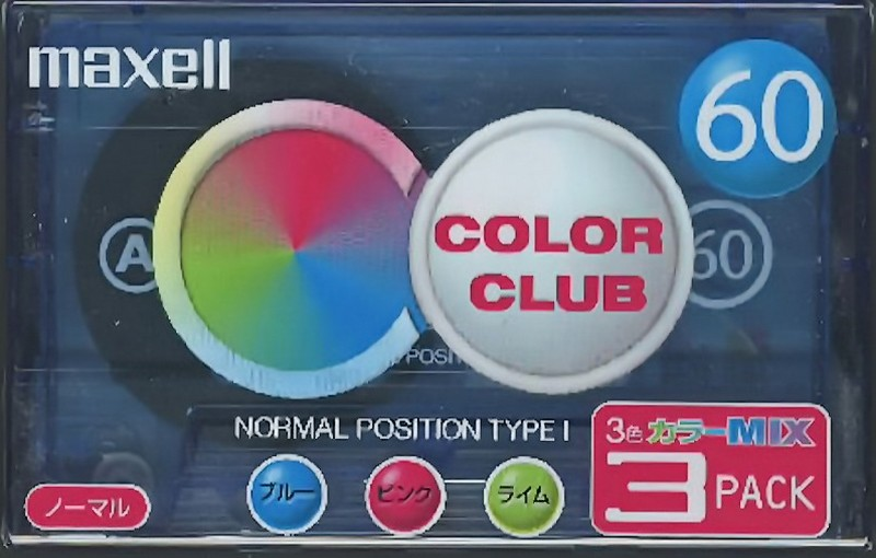 3 pack Maxell Color Club 60 "CC-60MIX.3P" Type I Normal 2001 Japan