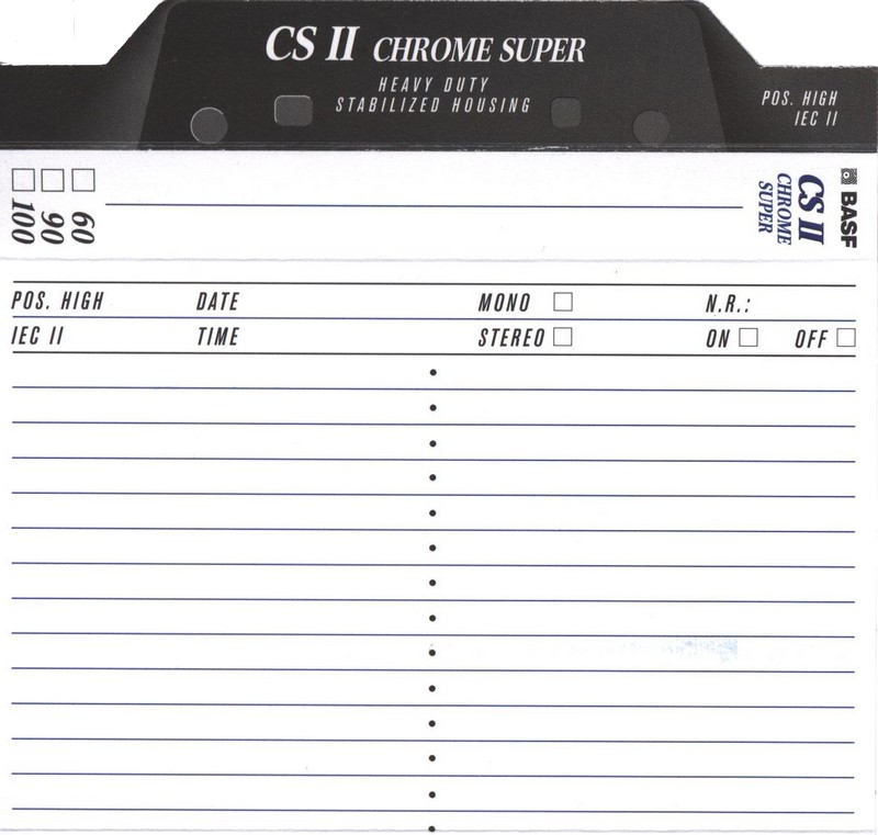 Compact Cassette BASF CS II Chrome Super 60 Type II Chrome 1995 Germany