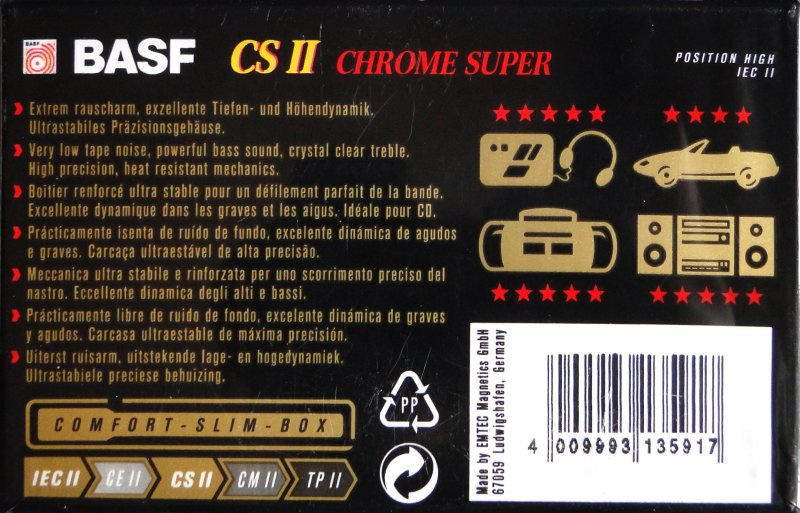 Compact Cassette BASF CS II Chrome Super 60 Type II Chrome 1995 Germany
