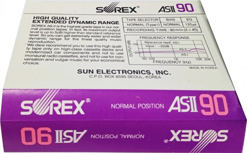 Compact Cassette Sorex AS-II 90 Type I Normal 1986 South Korea