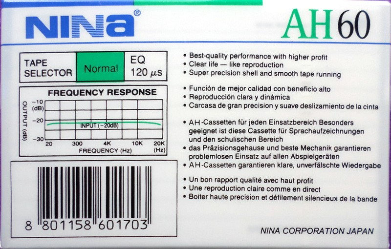 Compact Cassette Nina AH 60 Type I Normal South Korea
