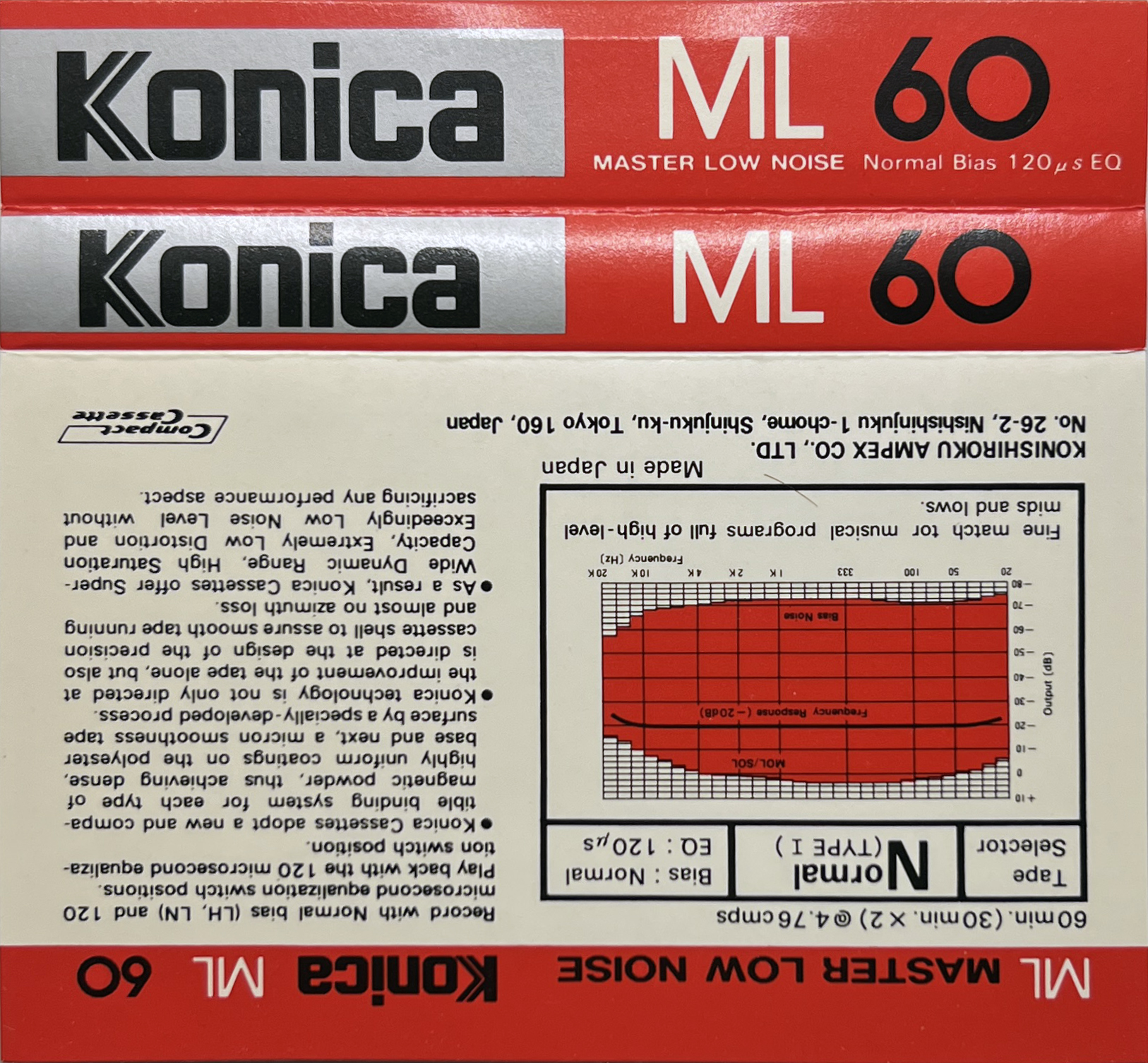 Compact Cassette Konica ML 60 Type I Normal 1984 USA