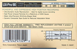 Compact Cassette Sony UX-Pro 90 Type II Chrome 1988 USA